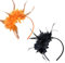 SAIIURV 2 Stücke Feder Haarreif mit Künstlichen Blumen, Retro Haarband Haarreif Fascinator, 20er Jahre Stirnband Feder für Karneval Cocktail Hochzeit Tee-Party Accessoires (Orange, Schwarz)