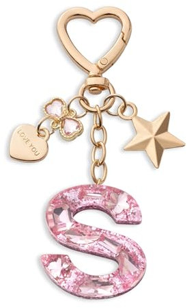 CHUQING Schlüsselanhänger Buchstabe rosa S Schlüsselanhänger Anfangsbuchstabe mit Buchstaben für mädchen frauen