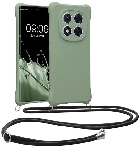 kwmobile Necklace Case kompatibel mit Xiaomi Redmi Note 14 Pro 5G / Poco X7 Hülle - Cover mit Kordel zum Umhängen - Silikon Schutzhülle Graugrün