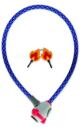 Legami - Bike Lock, Lucchetto per Bicicletta con Chiave, Tema Space, Esterno in Poliestere, Interno in Metallo, Lunghezza 75 cm, Accessori Bicicletta Bambini