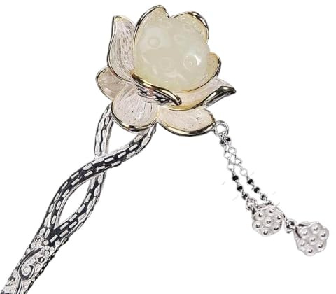 Forcina for capelli, forcine for capelli vintage, bacchette cinesi for capelli in argento sterling S925, bastoncini for capelli in giada di loto ornati con nappa, chignon intrecciato, gioielli eterni