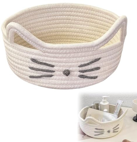 Cestini Portaoggetti Intrecciato in Corda di Cotone,Cesta Giochi Bambini,Cesta Porta Giochi,Cestini Portaoggetti Bambini,Cesto Portaoggetti Intrecciato,Cestino Portaoggetti per Cameretta (Bianco)