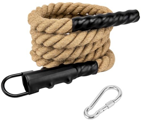 GDHSWJ Gym Kletterseil, Indoor Outdoor Kletterseile - Kletterseil für Erwachsene - 3.0 m Länge, 3.8 cm Durchmesser, Kletterseile mit Haken für Indoor und Outdoor Fitness