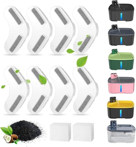 Filtres Kittyspout pour Fontaines À Eau pour Chiens, 8 Filtres pour Fontaines À Chats + 2 Éponges, Filtres pour Fontaines À Eau pour Fontaines À Chats Fontaines À Chiens