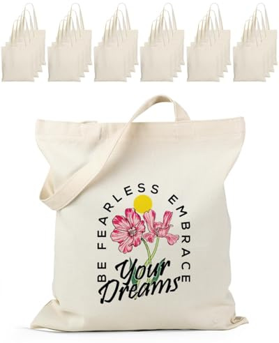 Lzerking 24 Pack Large Canvas Tote Bag Bulk (14.5x16.3 Inches)