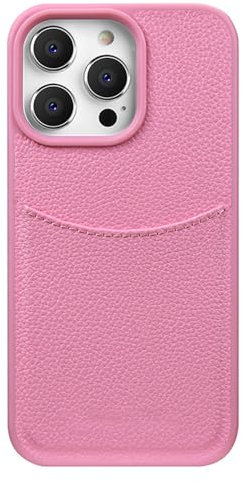 HILQBUFN Custodia ultra sottile per iPhone 16 Pro Max/16 Pro/16 Plus/16, resistente agli urti, scomparti per carte di credito, in pelle, colore rosa, 16 Pro