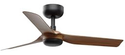 Faro Mini Punt Ventilatore da soffitto piccolo a 3 pale, nero opaco, sistema intelligente Walnut Wiz