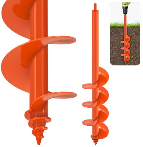 SELEWARE Tige de plantation serpentine – 10,2 x 61 cm, tige de jardinage robuste, adaptée aux forets hexagonaux de 3/8 pouces, outil pour jardinières, tarière serpentine pour fleurs