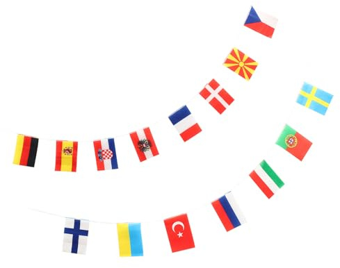 TOYANDONA 2 Saiten Europäische Länderflaggen Wimpelkette Länder Strings Polyester Fahnenbanner Fußball Party Deko für Bars Sportevents Wm Fanartikel