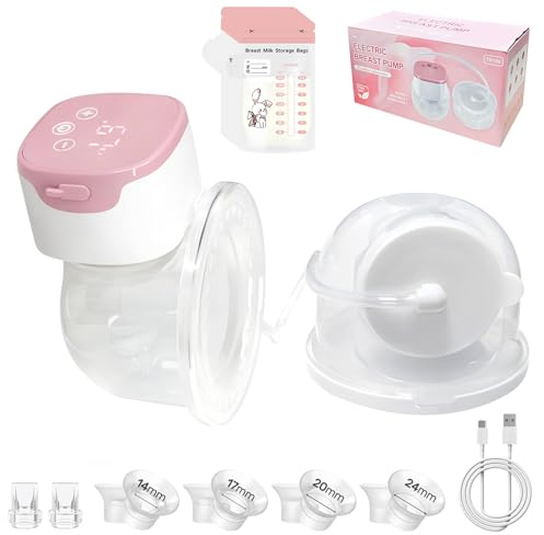 Bizcasa Wearable Electric Breast Pump, Hand Free Electric Breast Pump with 4 Modes 9 Levels with Comfortable Flange 14/17/20/24mm, BPA Free, Leak Proof, Large 210ML Container (2)
