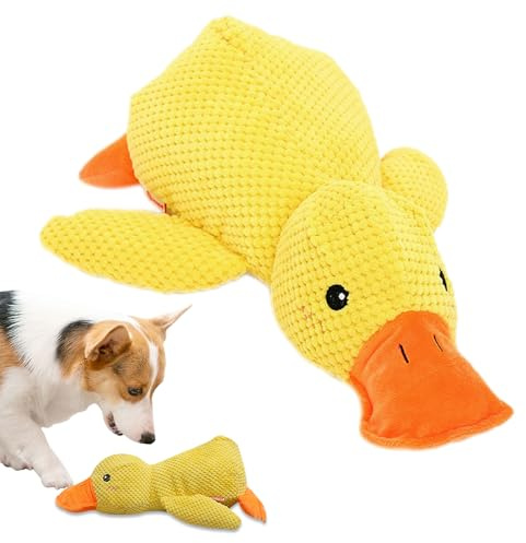 aspringe Hundespielzeug, 2026 Neu Anti Stress Ente Hund, Interaktives Hundespielzeug Unzerstörbar, Quietschspielzeug Hund Kuscheltier, Dog Toys für Kleine, Mittlere, Große Hunde (Gelb, S)