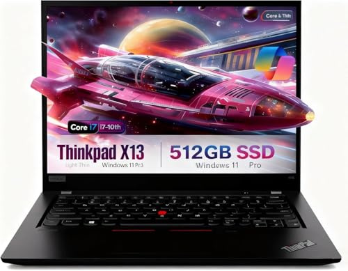 Lenovo ThinkPad X13 Gen 1 Business Laptop, 13,3 Zoll FHD Notebook, Intel Core i7-10510U, 8GB RAM, 512GB SSD, US QWERTY Tastatur, Windows 11 Pro (Renewed)