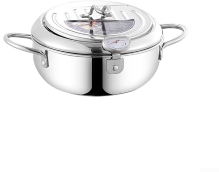 Deep Fryer Pot with Lid, Removable Oil Drip Rack, with Temperature Thermometer, Made of Stainless Steel for Use on Multiple Cooking Fire Sources (201+20cm)