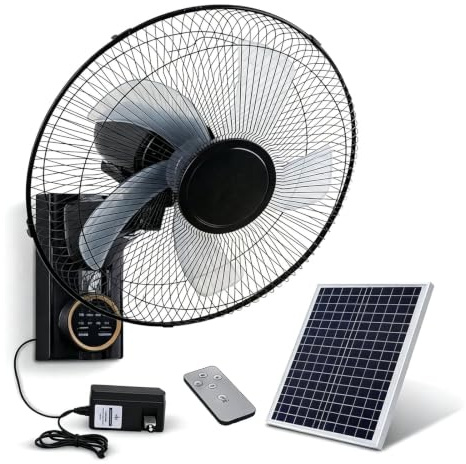 QATGQBCF Ventilador De Pared Solar De 16 Pulgadas Para Exterior O Hogar