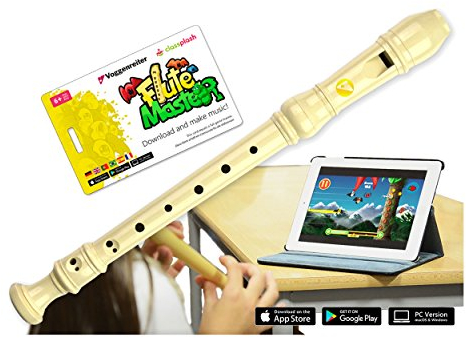 Voggenreiter Blockflöte aus Kunststoff für Kinder ab 6 Jahre inkl. Flute Master (Lernsoftware App) - barocke Griffweise in Farbe creme weiss, Creme Weiß - Kuststoff, 1127