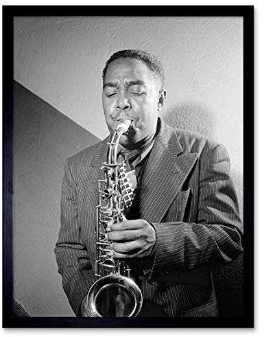 Wee Blue Coo Vintage Portrait Sax Jazz Legend Bird Charlie Parker Art Print Framed Poster Wall Decor Kunstdruck Poster Wand-Dekor-12X16 Zoll