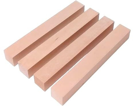 4 pieds de Table, bois carre hetre, lattes de bois, bois brut hetre. (6x6x75cm fort)