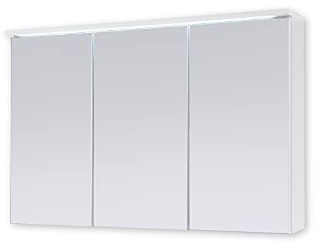 Stella Trading TWO Spiegelschrank Bad mit LED-Beleuchtung in Weiß - Badezimmerspiegel Schrank mit viel Stauraum - 100 x 68 x 22,5 cm (B/H/T)