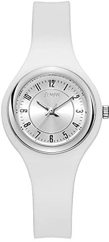 FEMBW Fashion Casual Analog Quarz Armbanduhr für Jugendliche und Erwachsene, Silikon Armband mit Nadelschnalle(Weiß)