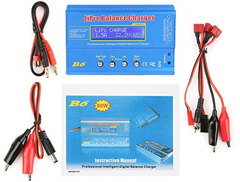 Fafeicy B6 80W digitales LCD-Ladegerät, für parallelen Laden von LiPo NiMH RC-Akku, mit Eingangsspannungsüberwachung, Unterstützung des Systems A 123 (Li-Fe) (Without Plug)