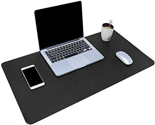 Dricar Desk Pad, Multifunctional PU Leather Office Desk Mat Waterproof Non-Slip Computer Keyboard Mouse Mat Laptop Desk Mat Writing Pad (60 X 30 cm/ 23.6 X 11.8 in, Black)