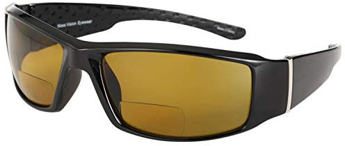 Mass Vision The Contender - Occhiali da sole polarizzati bifocali sportivi, montatura completa, per uomini e donne, Giallo - Guida notturna, M