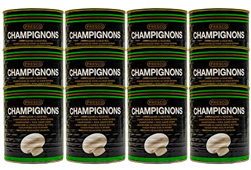 Food-United weiße Champignons ganze Köpfe 12 Dosen Füllmenge 800g ATG 460g gekocht tolles Champignon-Aroma keine Zusätze ohne Konservierungsstoffe 1. Wahl Premium Qualität ohne Aroma-Zusätze
