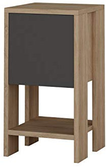 Toilinux.com Table de Chevet 1 Porte - L.30 cm - Beige et Gris