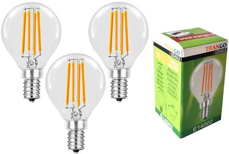 Trango 3er Set E14002-3 LED Filament Birne 5 Watt 450 Lumen I 3000K Warmweiß I Ersatz für 40W Glühlampe I Glühbirne I Lampe I LED Birne in Kerzen Form mit E14 Fassung I Abstrahlwinkel 360°