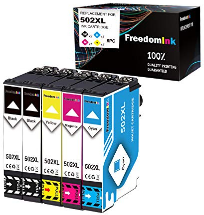 FreedomInk 502XL Multipack Druckerpatronen Kompatibel für Epson 502 XL Patronen XP 5100 XP-5100 XP-5150 XP-5105 Workforce WF-2860DWF WF 2860 WF-2880DWF WF-2865 (2 Schwarz, 1 Cyan, 1 Magenta, 1 Gelb)