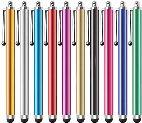 YUNJU Stylus Pen [10 Pack] Universal Capacitive Touch Screen Pens for Tablets, iPad Mini, Pro, Air, Smartphones, Samsung Galaxy - Multiple Colors Multicolor
