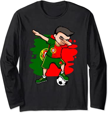 Dabbing Soccer Boy Portugal Jersey Portuguese Football Fans Long Sleeve T-Shirt