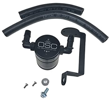 J&L Oil Separator Co. 3.0 Oil Catch Can 3061P Compatible with 2005-2023 Charger; Challenger 5.7 Hemi (Black)