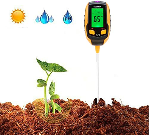 Opaltool Bodentester 5 in 1, Feuchtigkeitsmesser für Bodenpflanzen, Bodenfeuchtetester mit PH/Temperatur/Licht/Luftfeuchtigkeit, für Pflanzen, Bauernhof, Gemüse, Rasen, Gras, Garten