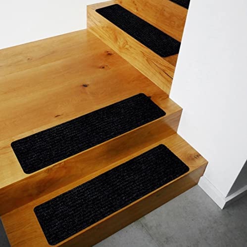 your GEAR selbsthaftende Stufenmatten, Trittfläche 76x20cm, Treppenteppich mit TPR Unterseite, Kein Kleber notwendig, Stufenteppich in Grau oder Hellgrau, als Set mit 15 oder 5 Stück (5G)