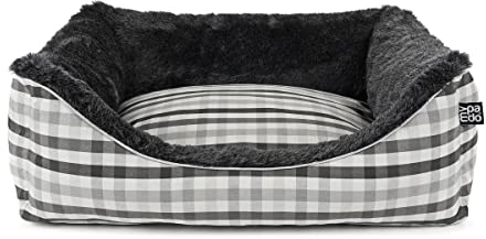 Mypado Checker Hundebett mit modernem Karomusteter L Grau-Anthrazit