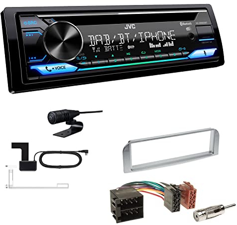 JVC KD-DB922BT 1-DIN Autoradio CD-Receiver Bluetooth DAB+ Digital Radio Einbauset passend für Alfa Romeo 147 2000-2010 Silber
