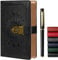 Tagebuch mit Schloss für Frauen/Männer, geheimes Tagebuch für Mädchen, A5 Notizbuch mit Stift Set, nachfüllbares Leder Journal Schreiben Notizbuch, Größe A5(8.5 × 5.9 Zoll) Schwarz