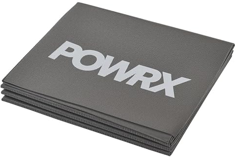 POWRX Rutschfeste Yoga Pilates Matte - Fitness Exercise Mat - Gymnastikmatte Faltbar - Faltbare Reise Yogamatte und Übungsmatte - Für Alle Arten Von Yoga, Pilates