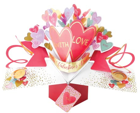Pink Love Hearts With Love On Valentine's Day Pop Up Card 3D Pop-Up Cards VPOP057