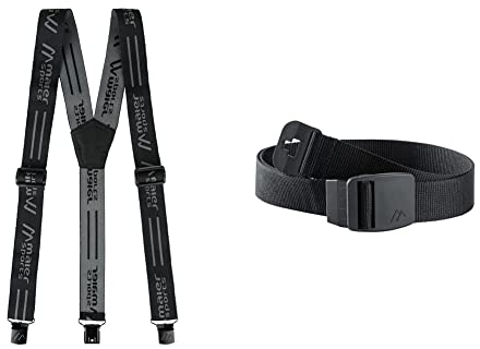 Maier Sports Suspender, Hosenträger für Erwachsene, ideal für Skihose oder Schneehose & Unisex Gürtel Eco für Outdoor und Wandern, black, 2