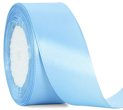 TONIFUL 4 cmx22 m breites hellblaues Satinband, feste Stoffbänder für Hochzeit, Auto, Dekoration, Stuhl, Schärpe, Basteln, Geschenkverpackungen, Schneiden, Zeremonien, Nähen, Party-Dekoration