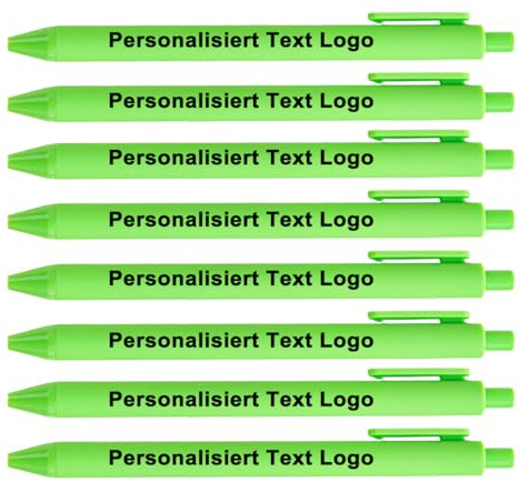 HEYZARDA Kugelschreiber mit Gravur Namen Kugelschreiber Personalisiert Stift mit Text Logo 100 Pcs Grün