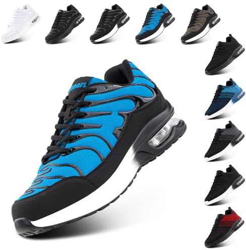 Hitmars Baskets Homme Femme Chaussures de Sport Running Coussin d'air Sneakers Légères Chaussures de Marche Course Respirantes Fitness Jogging Outdoor Gym Blau EU 43