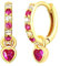 Creolen Ohrringe Für Frauen Mit Hot Pink Herz Drop - Goldene Damen Hypoallergene Cubic Zirkonia Dangle Schmuck Für Mädchen