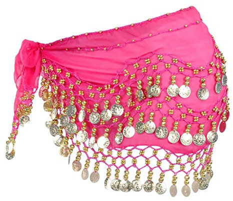 Bauchtanz Hüfttuch Damen Bauchtanz Gürtel Chiffon Hüfttuch Pailletten Hip Scarf Wrap Karneval Kostüm Belly Dance Bauchtanz Kostüm Münzgürtel Tanzrock für Zumba,Yoga-Klasse,Bauchtanz Latin Ball Show