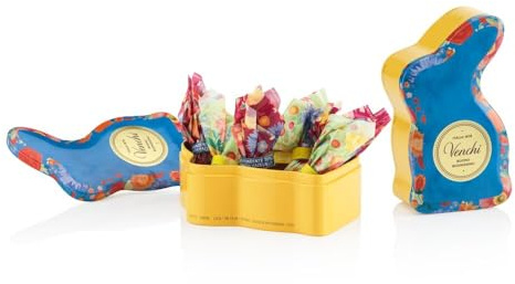 Venchi - Blaue Geschenkdose in Osterhasenform mit Mini-Schokoeier-Mix, 66 g - Geschenkidee - glutenfrei