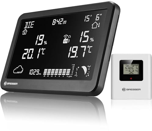 Bresser MeteoTemp TBH Funk-Wetterstation, Digitales Thermo-Hygrometer, Innen-/Außen-Temperatur