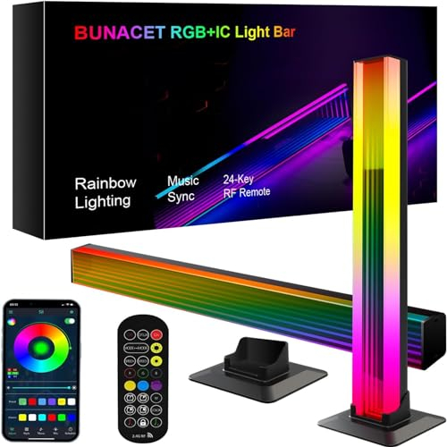 Smart Luces LED, Eukee 2 PcsLuz Ambiental con Múltiples Efectos de Iluminación y Modos de Música, Control de App RGB Luces de Ambiente, Barras de Luces LED para Juegos, PC, TV, Habitaciones