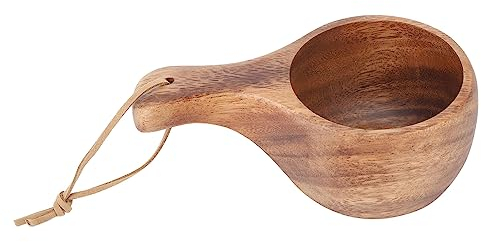 Tazza Finlandese in Legno da 220 Ml con Manico, Comoda Tazza Per Il Latte, Tazza da Caffè Per Il Ristorante Domestico, Escursionismo, Falò, Sopravvivenza E Uso Quotidiano(Thick handle)